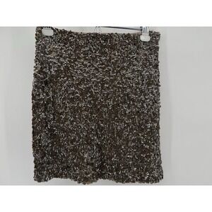 Free People Skirt Women's 2  Gold Sequin Party Mini Zip Front